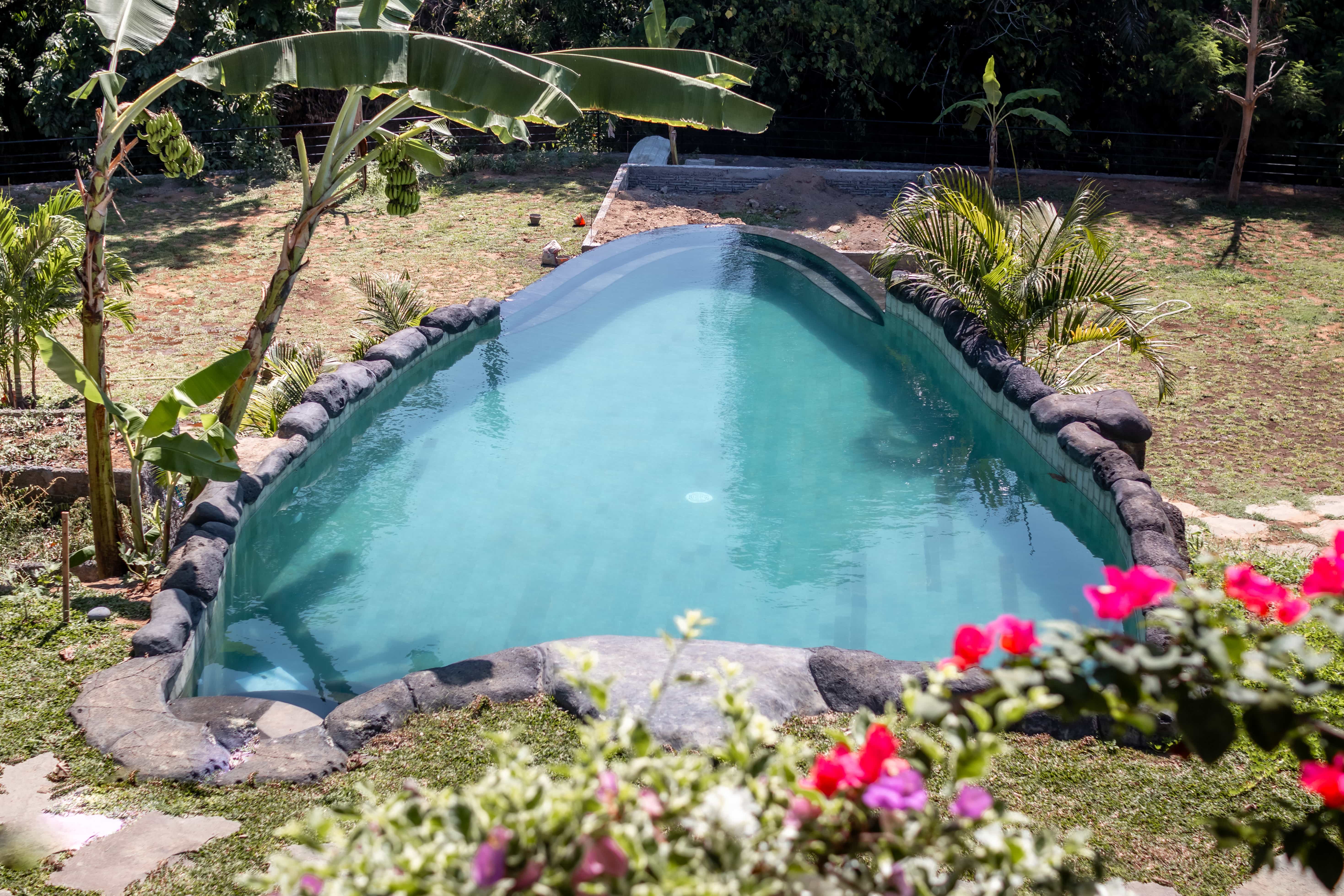 swimming pool in yoga school in bali